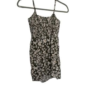 Floral Ribbed Open Back Mini Dress